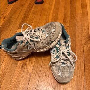 New Balance Beige and Teal Athletic Shoes